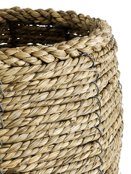 GloboStar THASSOS Übertopf Rattan Beige mit Gestell 18x18x24εκ.