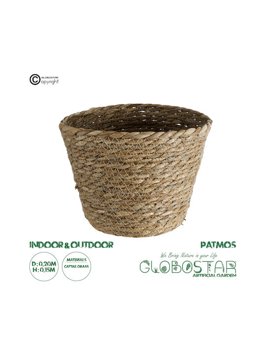 GloboStar Patmos Planter Rattan Brown with Stand 20x20x15cm.
