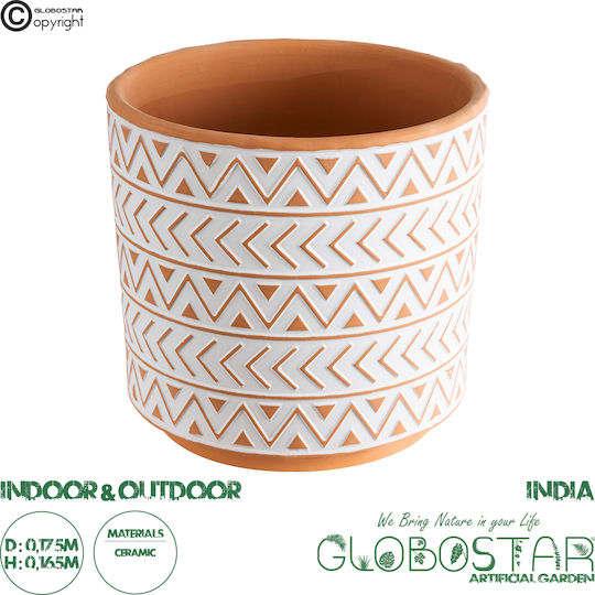GloboStar Ghiveci Ceramică Alb 17.5x17.5x16.5εκ.