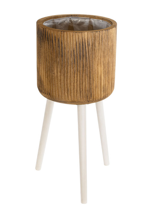 GloboStar Jamaica Planter Wooden Brown with Stand 27x27x61cm.