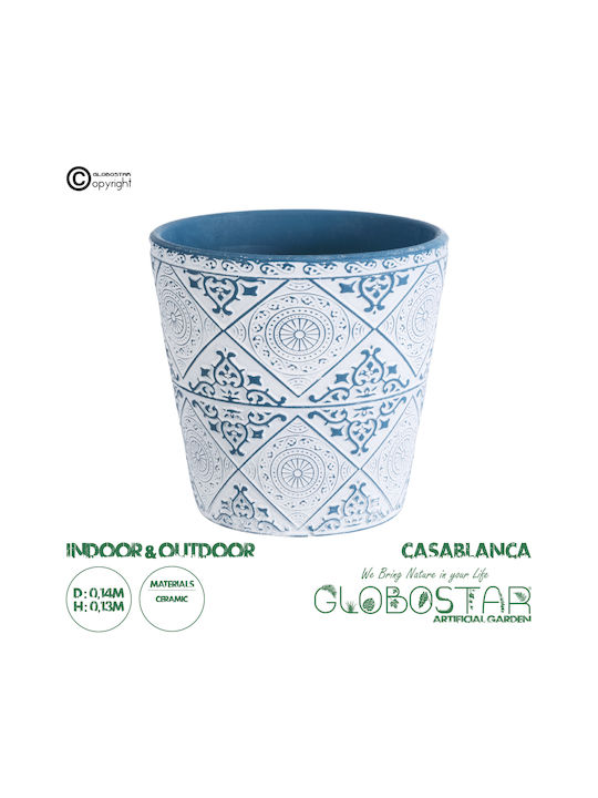 GloboStar Casablanca Übertopf Keramik Weiß 14x14x13εκ.