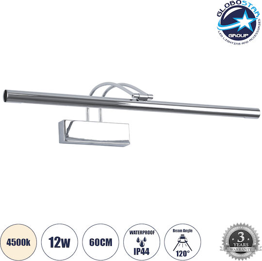GloboStar Laura Modern Lamp Bathroom with Integrated LED and Natural White Light Silver 60x13cm