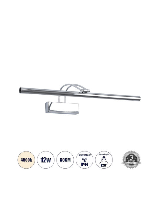 GloboStar Laura Modern Lamp Bathroom with Integrated LED and Natural White Light Silver 60x13cm