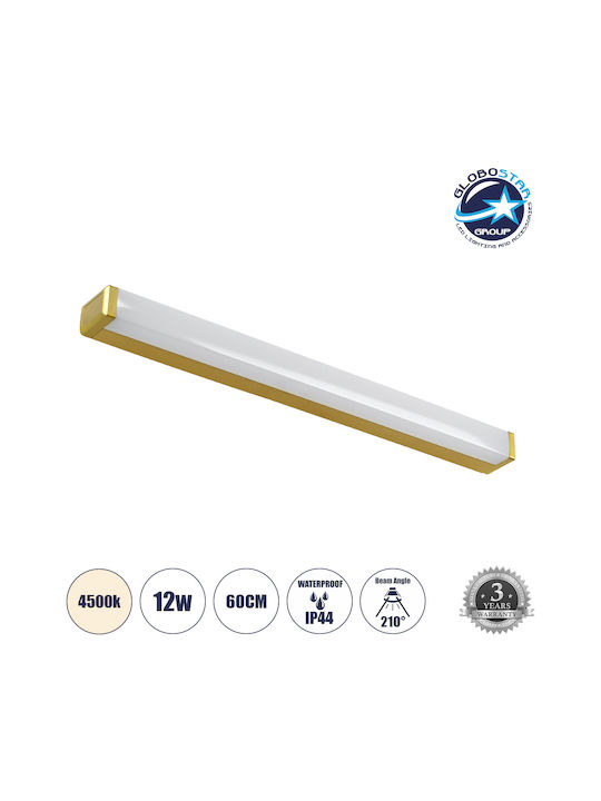 GloboStar Renata Modern Lamp Bathroom with Integrated LED and Natural White Light Gold 60x5.5cm
