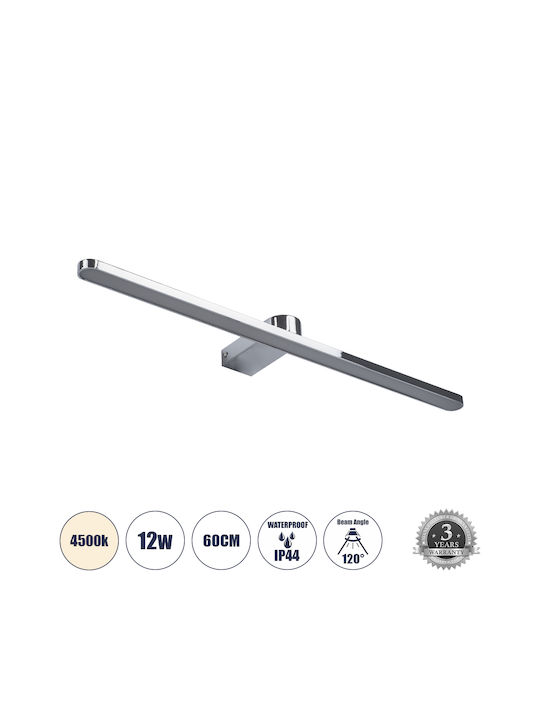 GloboStar Megan Modern Lamp Bathroom with Integrated LED and Natural White Light Silver 12x4cm