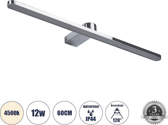 GloboStar Megan Modern Leuchte Badezimmer mit Integrierter LED und Neutralweißes Licht Silber 12x4cm