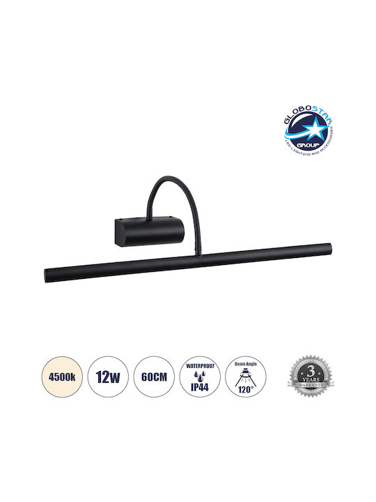 GloboStar Trois Modern Lamp Bathroom with Integrated LED and Natural White Light Black 60x18cm