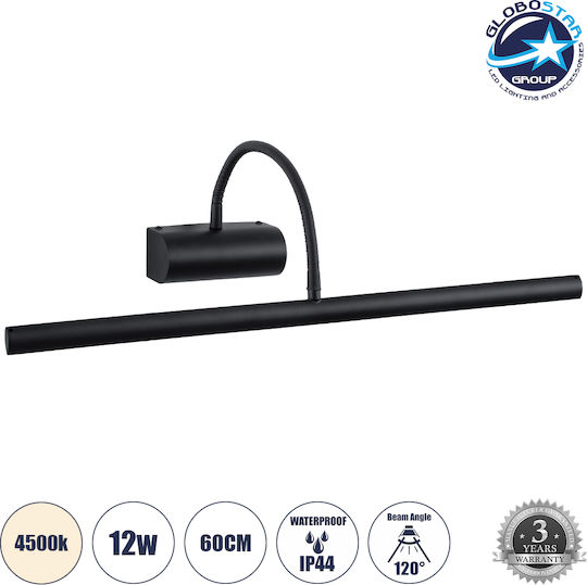 GloboStar Trois Modern Leuchte Badezimmer mit Integrierter LED und Neutralweißes Licht Schwarz 60x18cm