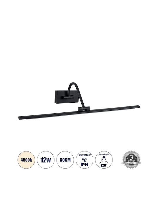 GloboStar Mira Modern Lamp Bathroom with Integrated LED and Natural White Light Black 60x13cm
