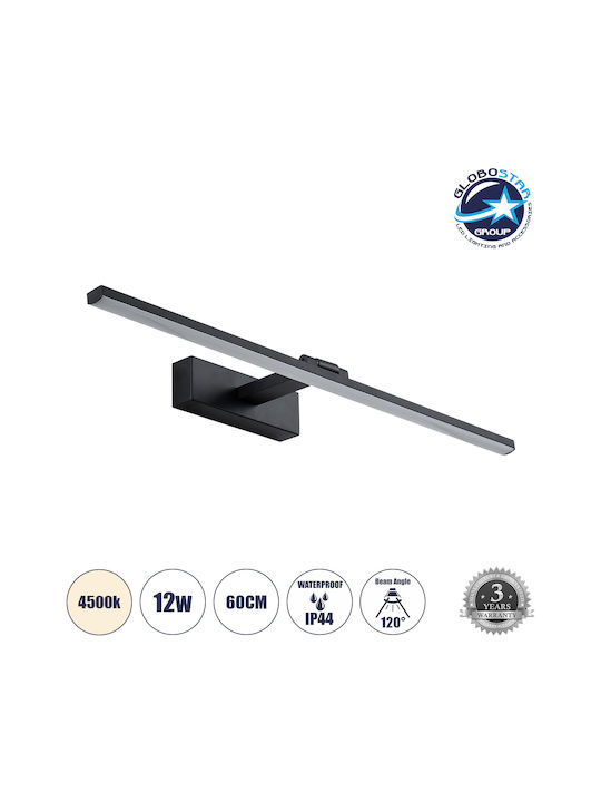 GloboStar Ellis Modern Lamp Bathroom with Integrated LED and Natural White Light Black 60x6cm
