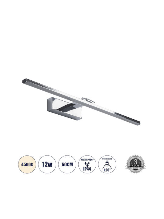 GloboStar Ellis Modern Lamp Bathroom with Integrated LED and Natural White Light Silver 60x6cm