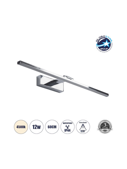 GloboStar Ellis Modern Lamp Bathroom with Integrated LED and Natural White Light Silver 60x6cm