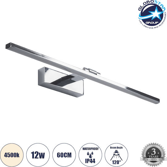 GloboStar Ellis Modern Leuchte Badezimmer mit Integrierter LED und Neutralweißes Licht Silber 60x6cm