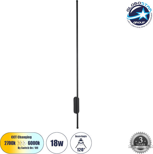 GloboStar Harlem Modern Lamp Wall with Integrated LED and Adjustable White Light Black 120x120cm