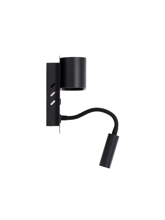 GloboStar Ibis Modern Lamp Wall with Integrated LED and Natural White Light Black 10x18cm