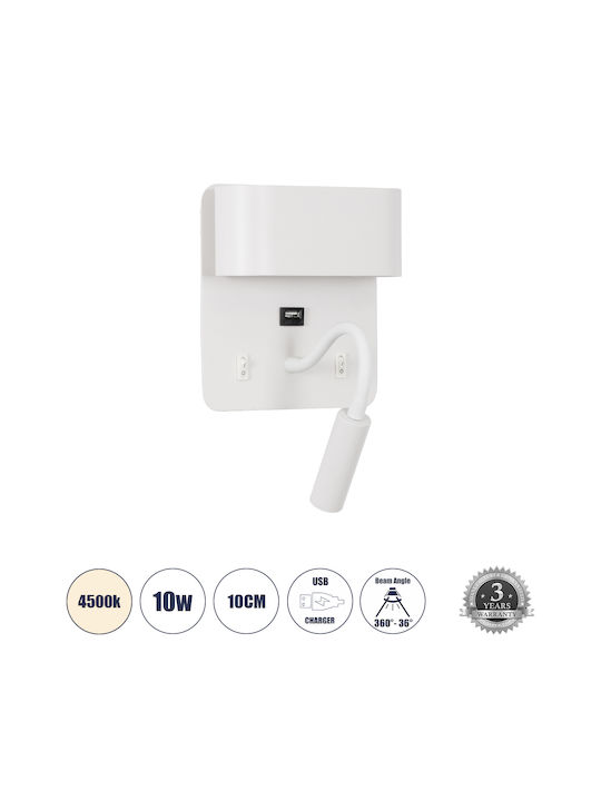 GloboStar Ibis Modern Leuchte Wand mit Integrierter LED und Neutralweißes Licht 10x18cm