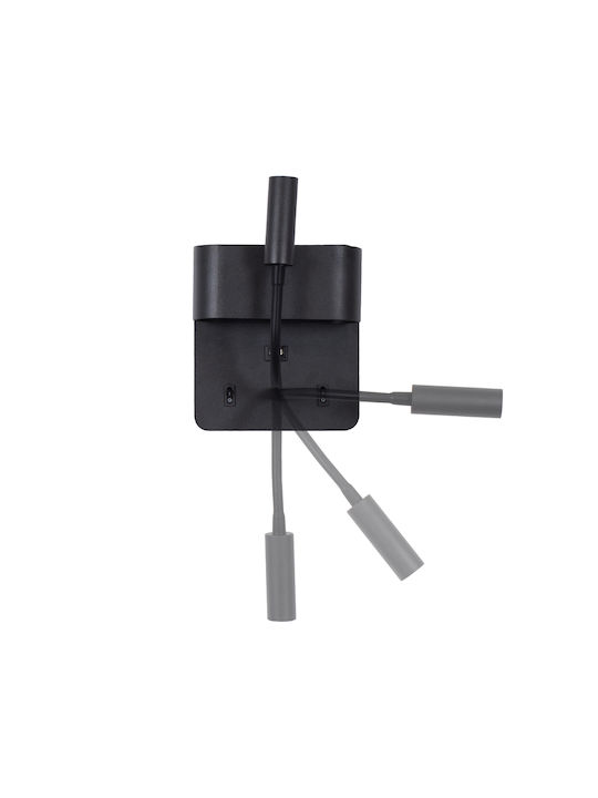 GloboStar Ibis Modern Lamp Wall with Integrated LED and Natural White Light Black 10x18cm