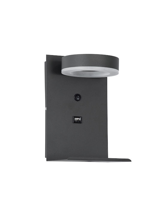 GloboStar Crown Modern Lamp Wall with Integrated LED and Natural White Light Gray 23x23cm