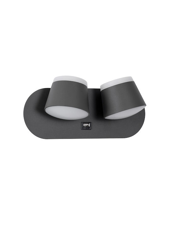 GloboStar Regency Modern Lamp Wall with Integrated LED and Natural White Light Gray 16.5x10cm