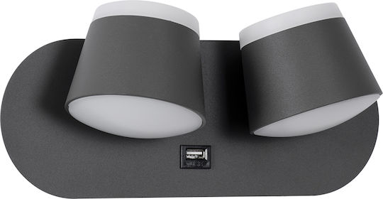 GloboStar Regency Modern Lamp Wall with Integrated LED and Natural White Light Gray 16.5x10cm