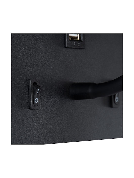 GloboStar Ibis Modern Lamp Wall with Integrated LED and Natural White Light Black 10x18cm