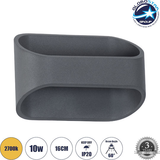 GloboStar Eden Modern Lumină de Perete cu LED Integrat și Lumină Alb Cald Negru 16x9cm