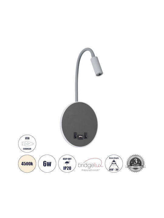 GloboStar Goose Modern Lamp Wall with Integrated LED and Natural White Light Gray 15.5x30.5cm