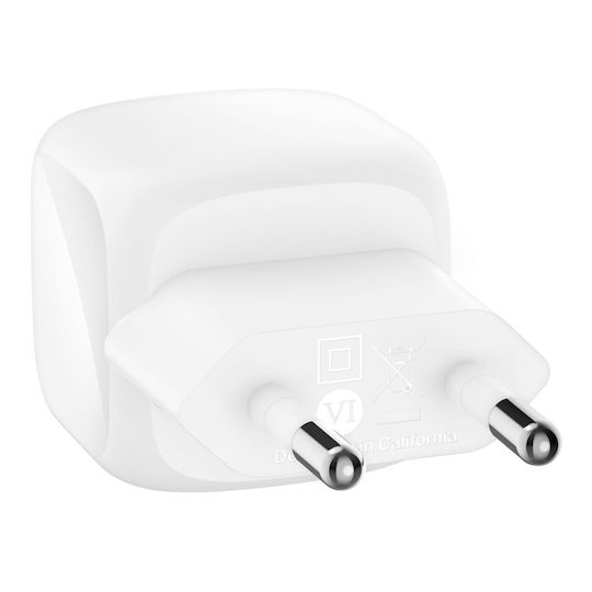 Belkin Φορτιστής Χωρίς Καλώδιο με Θύρα USB-C 30W Power Delivery Λευκός (BoostCharge)