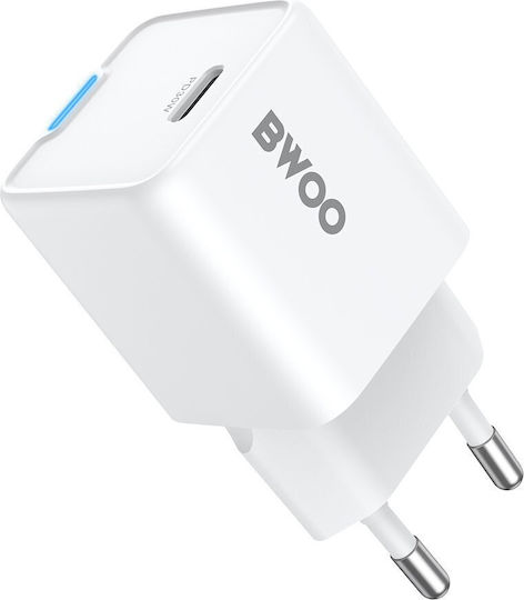BWOO Φορτιστής Χωρίς Καλώδιο GaN με Θύρα USB-C 30W Power Delivery Λευκός (GaN)