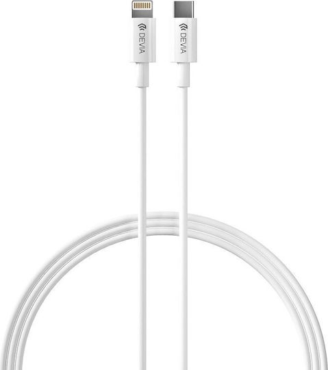 Devia Charger GaN with USB-C Port and Cable USB-C - Lightning 20W Power Delivery Whites (Rocket)