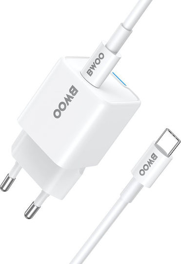 BWOO Ladegerät GaN mit USB-C Anschluss und Kabel USB-C - USB-C 30W Stromlieferung Weißs (GaN)