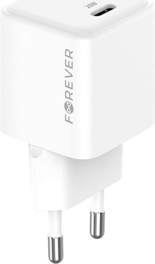 Forever Charger Without Cable GaN with USB-C Port 20W Power Delivery Whites (TC-08-20C)