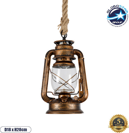GloboStar BARBAROSSA Bronze Ceiling Light with Rope for E27 Socket 18x18x28cm