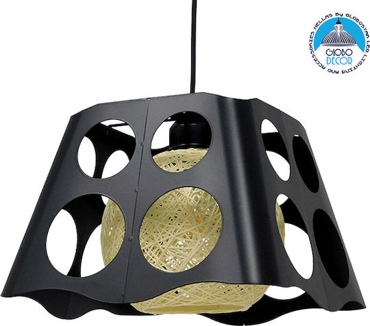 GloboStar Carter Hängelampe Schwarz mit Fassung E27 28x28x22cm.