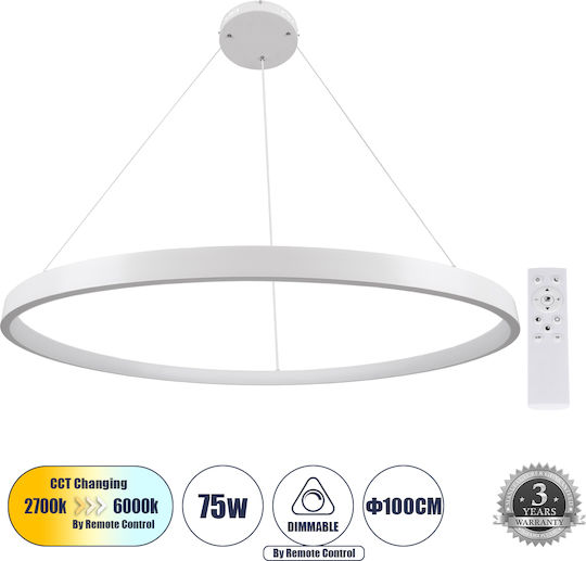 GloboStar Nemesis Κρεμαστό Φωτιστικό Λευκό LED 106x106εκ.