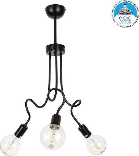 GloboStar Aspect Pendant Light Black Grid with Socket E27 44x15x60cm