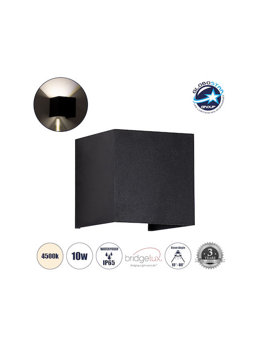 GloboStar Axis-S Επιτοίχια Εξωτερική Πλαφονιέρα LED IP65 10W με Φυσικό Λευκό Φως Διπλής Δέσμης 10x10x10εκ.