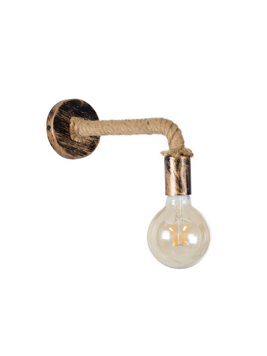 GloboStar Cenadel Vintage Leuchte Wand mit Fassung E27 Braun 10x15cm