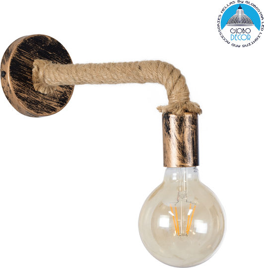 GloboStar Cenadel Vintage Leuchte Wand mit Fassung E27 Braun 10x15cm
