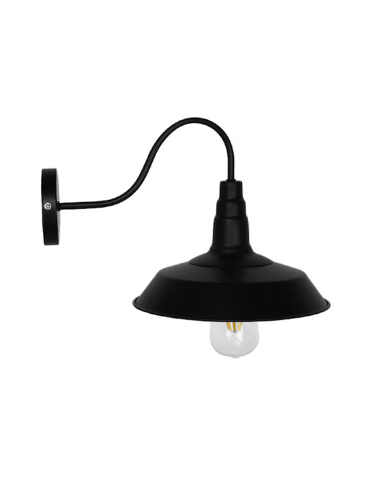GloboStar Industrial Industrial Wall Lamp with E27 Lamp Bulb Base Black 26x32cm