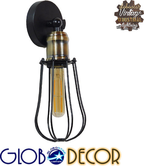 GloboStar Industrial Wall Lamp with E27 Socket Black 12x32cm