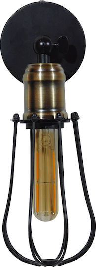 GloboStar Industrial Wall Lamp with E27 Socket Black 12x32cm