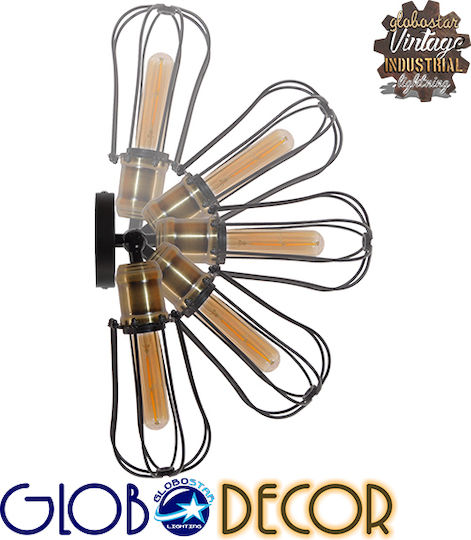 GloboStar Industrial Wall Lamp with E27 Socket Black 12x32cm
