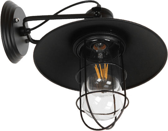GloboStar Vinty Industrial Wall Lamp with E27 Lamp Bulb Base Black 27x33x33cm