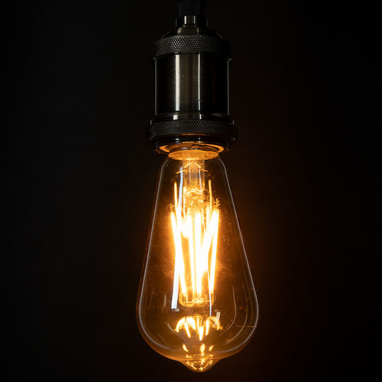 GloboStar Edison Retro Λάμπα LED 10W 140mm για Ντουί E27 και Σχήμα ST64 Θερμό Λευκό 1050lm Dimmable