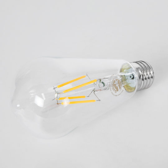 GloboStar Edison Retro LED Bulb 4W 140mm for Socket E27 and Shape ST64 Warm White 440lm Dimmable