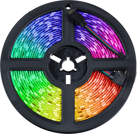 GloboStar Αδιάβροχη Ταινία LED 12V RGB Φως 2x5m Τύπου SMD5050 με Τροφοδοτικό & Τηλεχειριστήριο