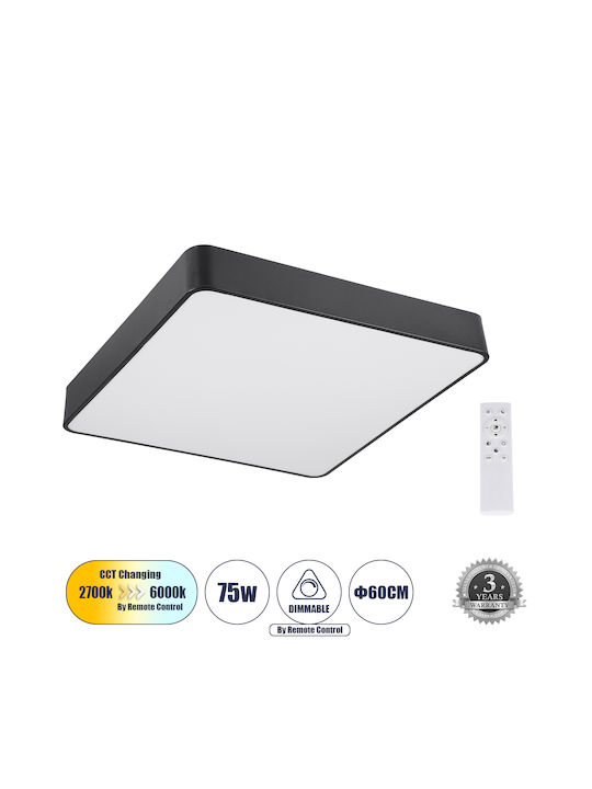 GloboStar Kamala Deckenleuchte 60cm Schwarz mit Integrierter LED und Fernbedienung