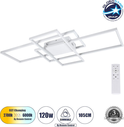 GloboStar Quadra Plafonieră de Tavan 105buc Albă cu LED Integrat și Telecomandă