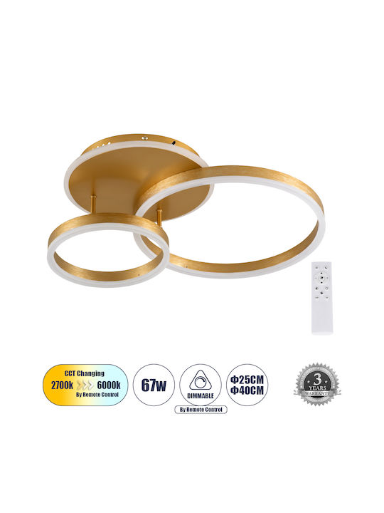 GloboStar Venom Ceiling Mount Light 60cm Gold with Integrated LED and Remote Control